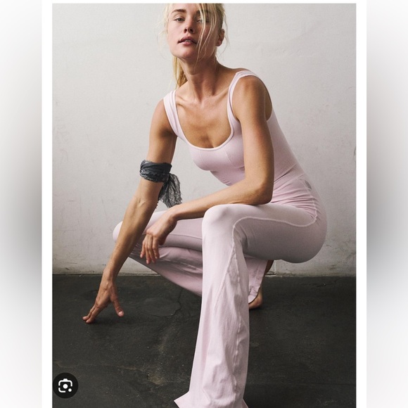 Free People Good Karma Flared Onesie in (Ballet) Pink BNWOT last one - Picture 3 of 8